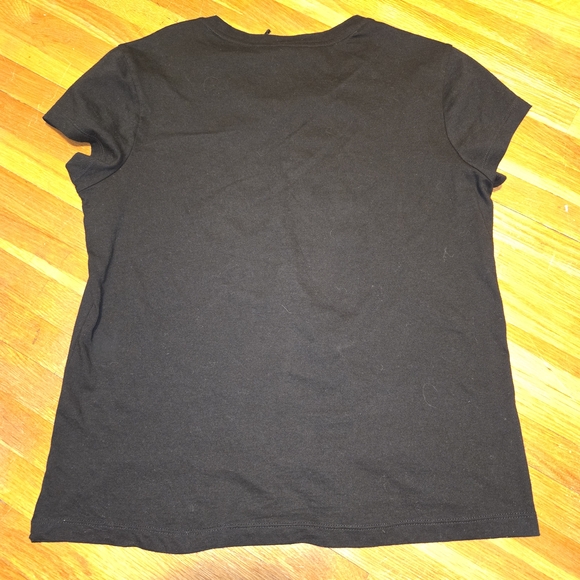 Victoria Secret Black T-Shirt Scoop Neck Short Sleeve XS Glitter Pink Logo - Picture 2 of 6